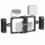 NEEWER PA009E Cage de téléphone universelle avec déclencheur Bluetooth Poignée latérale Poignées confortables Stabilisateur de téléphone portable pour vidéo Cage de téléphone compatible avec iPhone 15