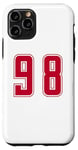 Coque pour iPhone 11 Pro Rouge Numéro 98 Équipe Junior Sports Uniforme Numéroté