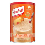 SlimFast Meal Replacement Shake for Weight Loss & Balanced Diet, Vitamins and Minerals, Low Calorie, High Protein, Peach & Apricot Flavour, 16 meals, 584 g, Packaging May Vary