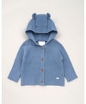 Rock A Bye Baby Boys Hooded Bear Cotton Knit Cardigan - Blue - Size 6-9M