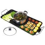 SOGA Electric Steamboat Asian Hot Pot Soup Maker Fondue Teppanyaki Hotpot Grill - benchtop cooking - KoreanBBQPlate68CMWithPot