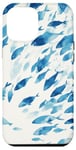 Coque pour iPhone 15 Pro Max Blue Fish School, thème océanique pour les nageurs et les amoureux de la plage