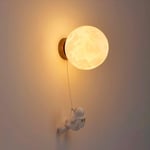 Inomhusvägglampa, Modern vägglampa 15CM, Måne och astronautdesign LED-vägglampa, Inomhusvägglampa för barnrum