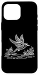 Coque pour iPhone 16 Pro Max Line Art Oiseau et ornithologue Bleu sarcelle à ailes bleues