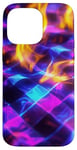 Coque pour iPhone 14 Pro Max Art abstrait psychédélique bleu électrique futuriste