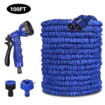 1pcs Tuyau D'arrosage, 30m (100 ft) Flexible Tuyau, D'arrosage Rétractable Tuyau d'eau Extensible avec pour Irrigation?blue)