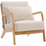 Habitat Et Jardin - Fauteuil 'Clinton' en bois style scandinave - Lin - Beige