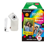 instax SQUARE 4 mount picture frame, Black & mini insant film, Rainbow border, 10 shot pack, suitable for all cameras and printers