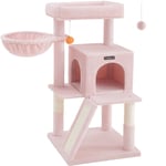 Feandrea - Arbre à Chat, Tour de Jeux, Grand Plate-forme, Hauteur 96 cm, Rose Bonbon