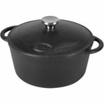 Sitram 711075 COCOTTE TRADIFONTE Ronde en Fonte émaillée 4 litres, Diam. 24 cm - Extérieur et intérieur Noir - Toutes Sources de Chaleur y Compris induction - Idéale pour Repas de 4 à 5 Personnes