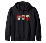 See Hear Speak No Evil Calavera Sugar Skull 3 Wise Skeletons Zip Hoodie