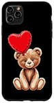 Coque pour iPhone 11 Pro Max Ours en peluche coeur amour joyeux Saint-Valentin