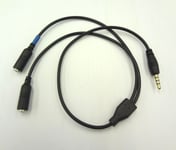 3.5mm Y-Training Cable for 2 Computer Headsets with 3.5mm plug to Tablets