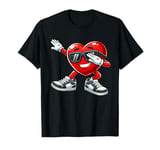 Funny Dabbing Heart Valentine Mens Kids Retro Valentines Day T-Shirt