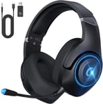 Casque Gaming, Casque Gaming sans Fil pour PS5, PS4, PC, 2.4GHz Casque Gamer avec Microphone Stéréo 3D Amovible, Cuffie Bluetooth 5.2, 3,5mm câble Adaptateur pour Xbox Casque