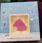 Wooden Unicorn Frame with LED Light Bedroom Free Standing Hanging 18x18x6cm BNIB