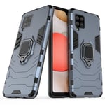 Ring Armor Case Kickstand Tough Rugged Cover, mallille Samsung Galaxy A42 5G, sininen