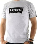 New Mens Levis Crew Neck Short Sleeve Logo Grey T-Shirt Size S