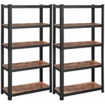 Helloshop26 - Lot de 2 étagères à 5 niveaux 150 cm charge totale 650 kg (130 kg/niveau) étagère de style industriel planches réglables pour salon