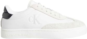 Calvin Klein Women’s Classic Leather Cupsole Low Top Trainers, White (Bright White/Black), 5