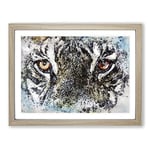 Eye Of The Tiger In Abstract Modern Art Framed Wall Art Print, Ready to Hang Picture for Living Room Bedroom Home Office Décor, Oak A4 (34 x 25 cm)