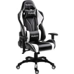 Fauteuil Gamer Chaise Gaming Ergonomique, Fauteuil de Bureau Hauteur Réglable Pivotant 360 Inclinable 90 °-150 ° Blanc et Noir