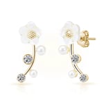 Gold Plated Daisy Climber Earrings Created with Zircondia® Crystals