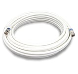 Satix câble coaxial d'antenne satellite tv 10 m avec fiches F rapides numerique Triple blindage 120 dB blanc