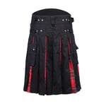 Kilt Ecossais Jupe Hommes Taille Casual Jupe Pantalon Solide Plaid Punk Hip-Avant Garde Hommes Mode Ecosse Pantalon Scottish Kilt XL Rouge