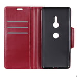 Flip Case for Sony Xperia XZ3, Business Case with Card Slots, Leather Cover Wallet Case Kickstand Phone Cover Shockproof Case for Sony Xperia XZ3 (Dark Red)