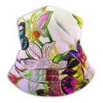 Arrangement floral avec détails texturés colorés en mosaïque de papillons autour des tiges, cache-cou, cache-cou, écharpe tube en polaire coupe-vent pour homme et femme