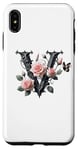 Coque pour iPhone XS Max Letter V Initial Floral Monogram Rose Pink Flower Butterfly