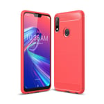 Asus ZenFone Max Pro (M2) borstat skal med kolfibertextur - röd