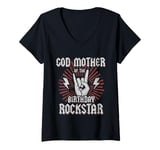 Womens God Mother of the Birthday Rockstar Rocker Rock Star V-Neck T-Shirt