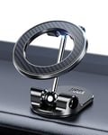 YOSH Mag-Safe Car Mount, Magnetic Dashboard Phone Holder for Cars, Alloy Folding & Strongest N55 Magnets for Audi Mercedes Mini Cooper Tesla Screen BMW & iPhone 16/15/14/13/12 & Mag-Safe Cases