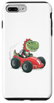 Coque pour iPhone 7 Plus/8 Plus Voiture de course T-Rex, mignon dinosaure vert drôle