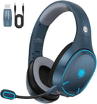 Q6 Casque Gaming Sans Fil Avec Double Puces, Bluetooth 5.3 Pour Téléphone/Ordinateur Portable, Usb Sans Fil 2,4Ghz Pour Pc/Ps4/Ps5/Tv, Microphone Antibruit Amovible, 30 Heures, Led