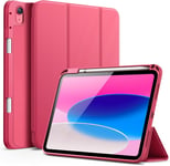 Coque Pour Ipad 10 (10,9 Pouces, Modèle 2022, 10ème Génération) Avec Portestylet, Étui Housse Mince Tablette Avec Dos En Tpu Souple Avec Veille/Réveil Automatique (Rose)