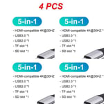 Convertisseur De Câble Pour Ipad Ns Usb 3.1 Type C Vers 4k,Adaptateur Usb 3.0,2 À 5 Pièces,3 En 1 - Type Style B 4pcs