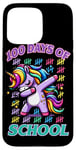 Coque pour iPhone 15 Pro Max 100 jours d'école à tamponner Unicorn Rainbow