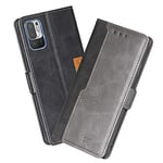 FINEONE Étui pour Xiaomi Poco M3, Portefeuille en Cuir PU rétro élégant avec Fermeture magnétique Case Cover, Couverture Style Flip étui, Noir