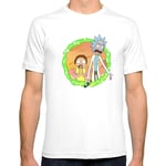 HOUADDY White Round Neck T-Shirt Rick and Morty Fashion Trend Funny Men's Short Sleeve,2,XL