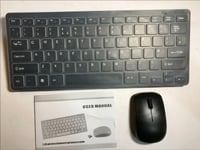Black Wireless Small Keyboard & Mouse Set for Apple Mini Mac 2010 Computer