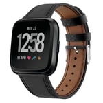 Fitbit Versa 2 / Versa / Versa Lite nahkainen kelloranneke - musta