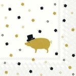 MR PIG gold WEDDING TOP HAT paper 33 cm square 3 ply napkins 20 pack