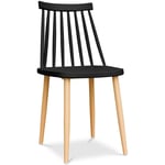 Chaise de style scandinave - Joy Noir - Métal finition effet bois, pp - Noir