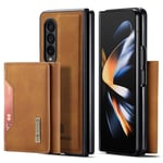 Samsung Galaxy Z Fold4 5G - DG.MING M2 læder bagcover m/ aftagelig kortholder - Brun