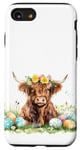 iPhone SE (2020) / 7 / 8 Highland Cow Spring Cute Easter Pattern Eggs Floral Flowers Case