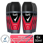 Sure Men Original Antiperspirant Roll On 48H Sweat & Odour Protection, 6x50ml