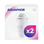 AQUAPHOR Filter Cartridge A5 2 Pack with Magnesium | Filters Limescale, Chlorine, Heavy Metals | 350L Clear Water | AQUALEN Technology for Better Tasting Food & Drink | Replacement for A5 Filter Jugs